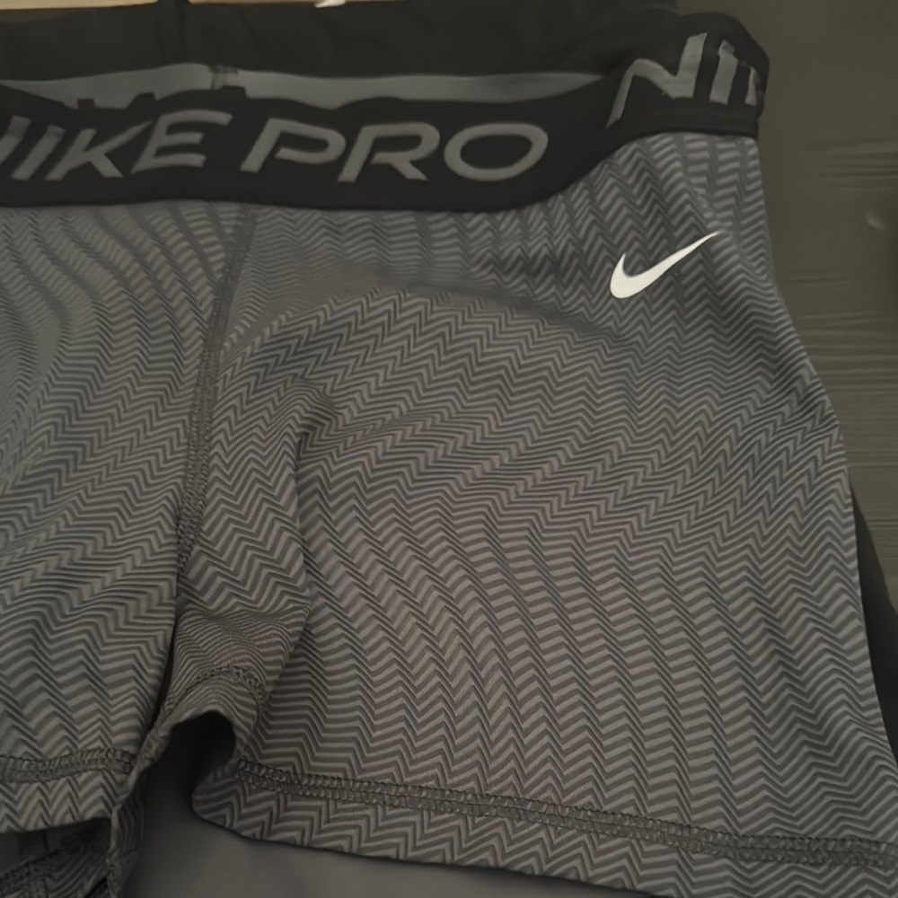 Nike Pro Black and Gray Zigzag Shorts